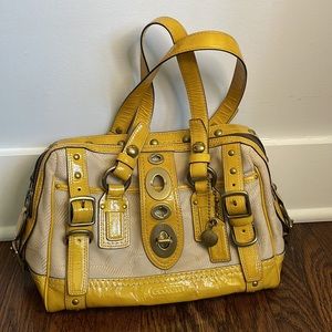 Coach yellow and beige satchel bag!